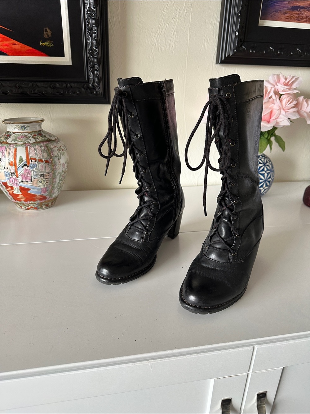 Indigo Lace-Up Mid-Calf Women's Boots